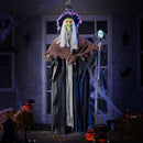 59in Halloween Animated Hanging Talking Witch with Light-up Skeleton Wand