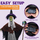 59in Halloween Animated Hanging Talking Witch with Light-up Skeleton Wand