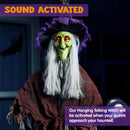 59in Halloween Animated Hanging Talking Witch with Light-up Skeleton Wand
