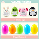 5 Pcs Jumbo Prefilled Easter Eggs with Crochet Toys for Egg Hunt, Party Favors & Classroom Prizes