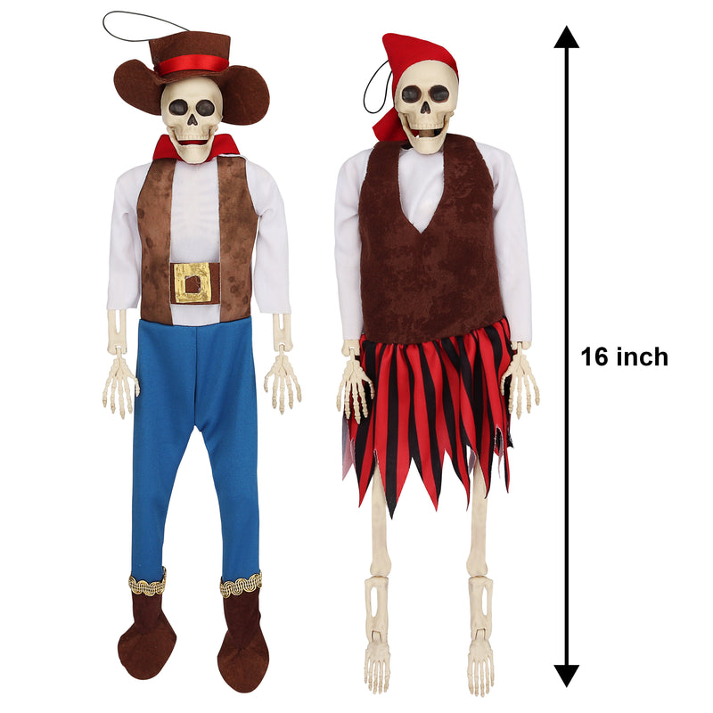 16in Halloween Full Body Pirate Skeleton, 2 Pcs