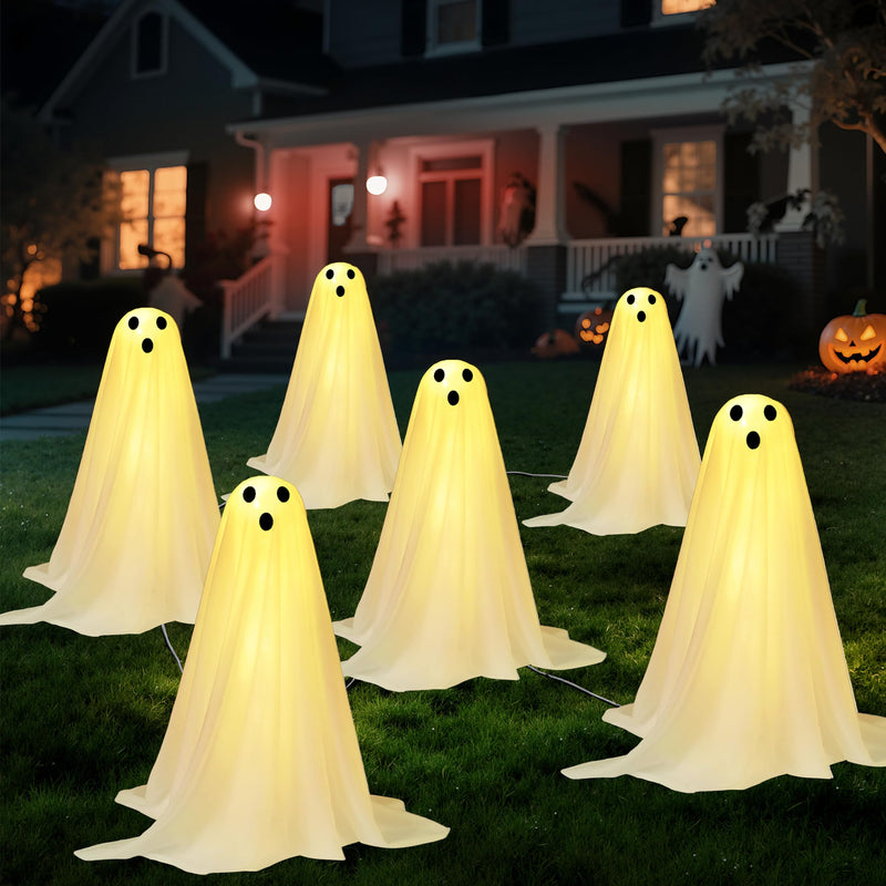 6 Pcs Halloween Decorations Outdoor Ghosts Pathway Lights