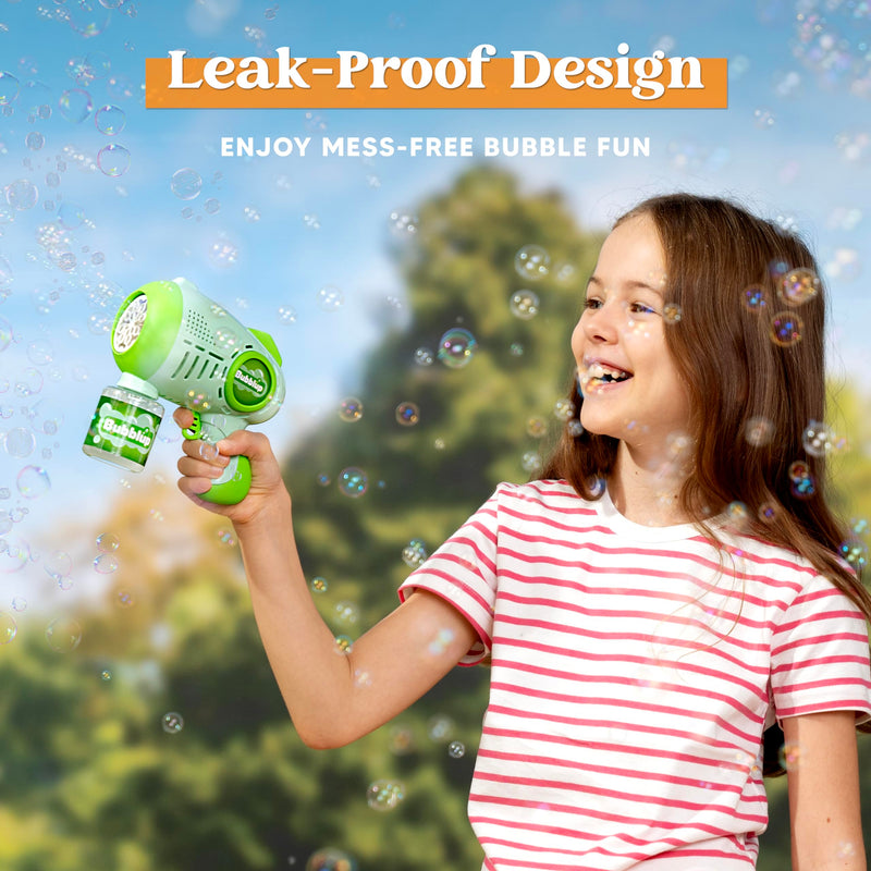 2Pcs 10 Holes Light Up Automatic Bubble Guns with 4 Bottles Bubble Refill Solution