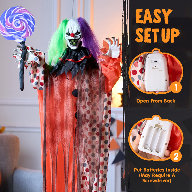 53" Halloween Hanging Clown Decorations Outdoor