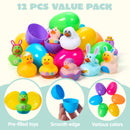 12 Pcs Prefilled Easter Eggs with Rubber Ducks Bath Toys
