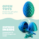 3D Printed Dragon Eggs with 12" Laser Blue-Green Dragon Inside