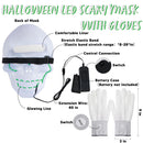 Halloween LED Skull Mask with Light Up Gloves, Green