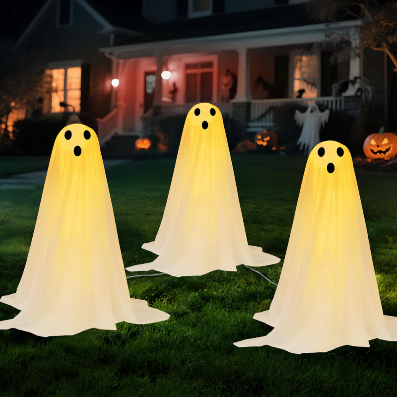 3Pcs Halloween Decorations Outdoor Ghosts Pathway Lights