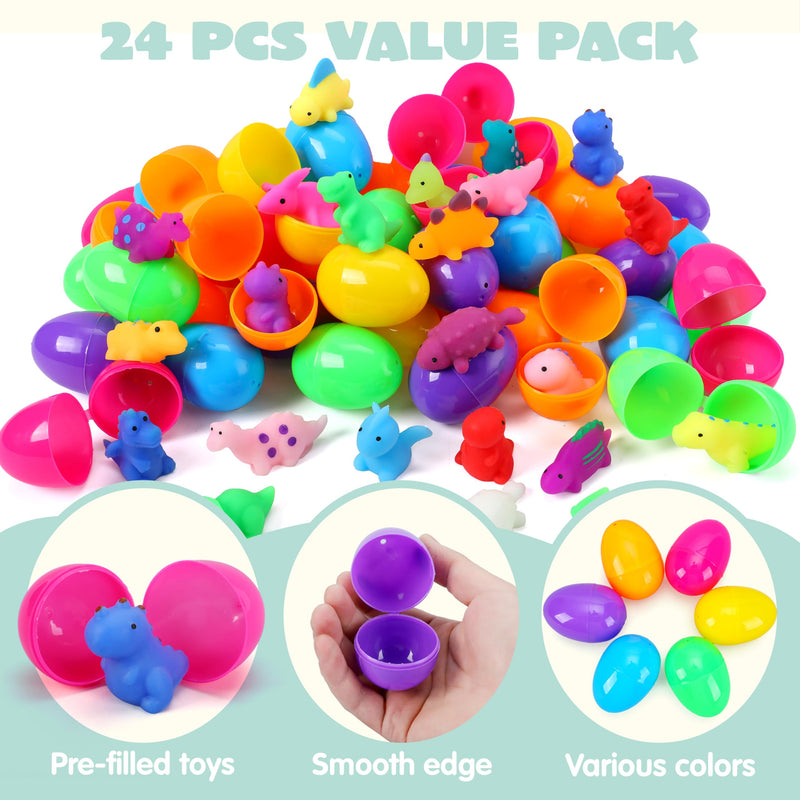 24 Pcs Easter Prefilled Eggs with Mochi Squishy Toys