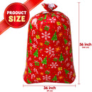 2 PCS Large Red & White Christmas Holiday Plastic Gift Bags