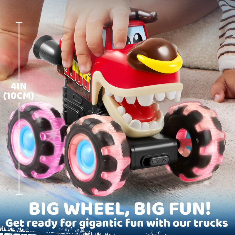 3 Pack Monster Truck Toy - Motion Activated Light Up Cars for Toddlers