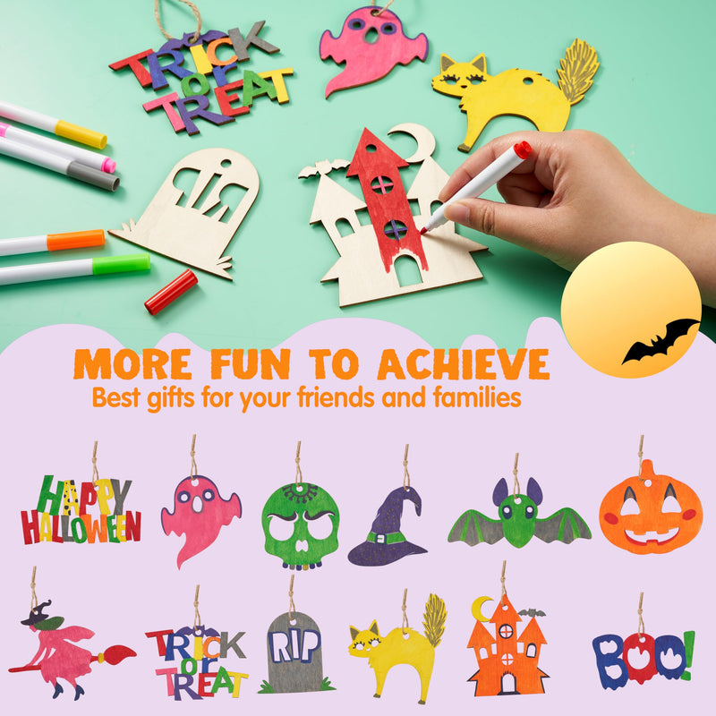 36 Pcs Halloween Craft Wooden Painting Kit