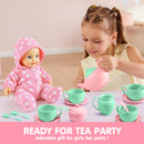 18PCS Pretend Tea Party Set - Baby Pink Teapot