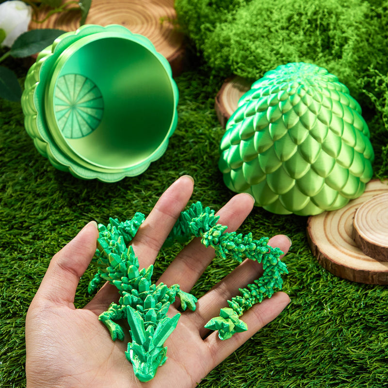 3D Printed Dragon Eggs with 12" Laser Green Dragon Inside