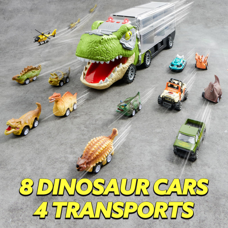 13 in 1 Dinosaur Transport Carrier Truck with Mini Car Set