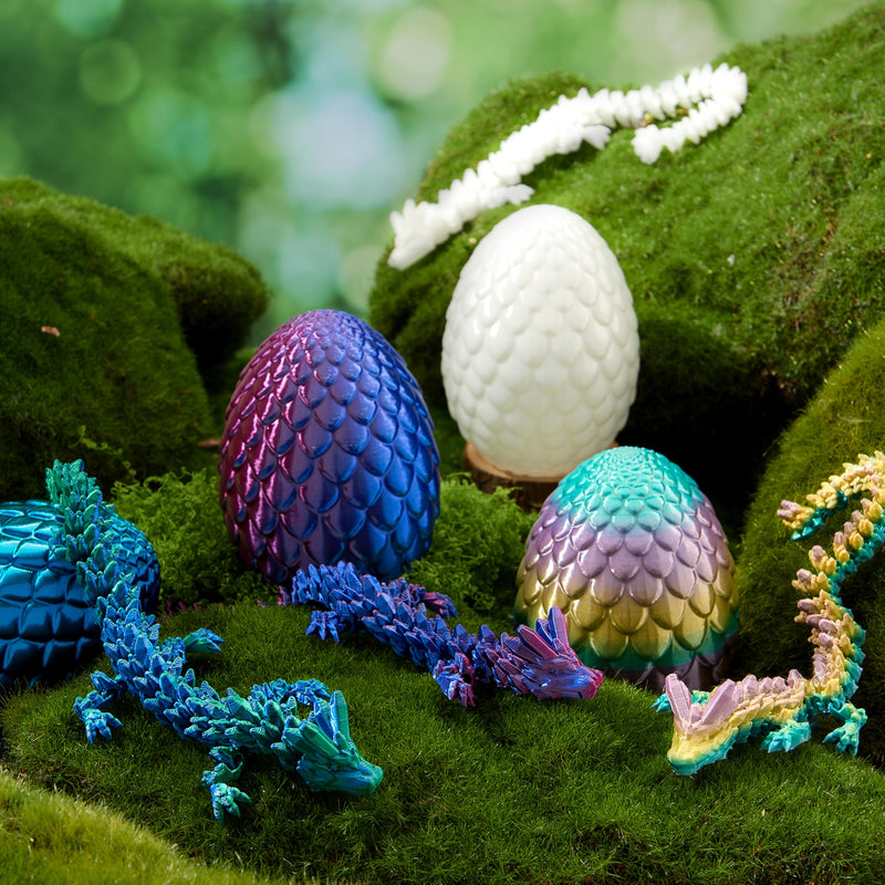 4 Pcs 3D Printed Dragon Eggs with Laser Dragon, Cool Articulated Toys for Kids