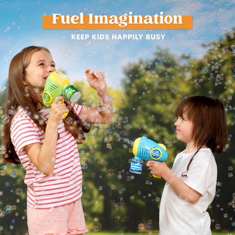 2Pcs 10 Holes Light Up Automatic Bubble Guns with 4 Bottles Bubble Refill Solution