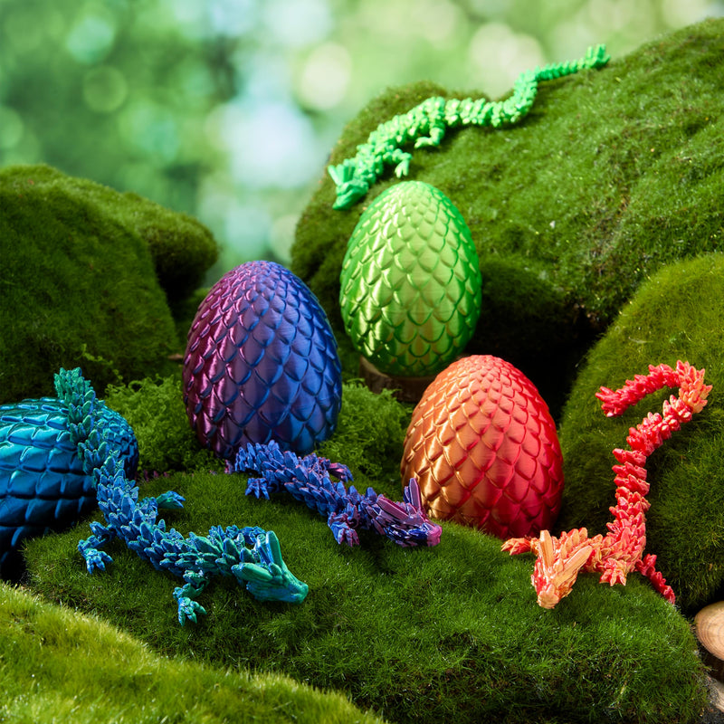4 Pcs 3D Printed Dragon Eggs with Laser Dragon, Cool Articulated Toys for Kids