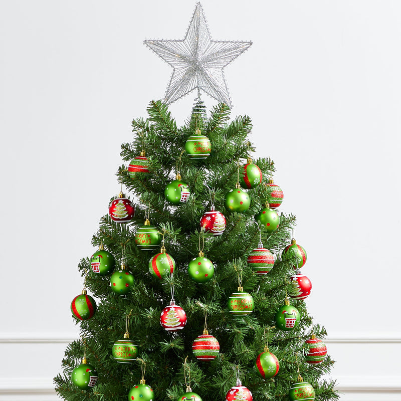 30 Pcs Red and Green Christmas Ball Ornaments Set, 2.36''