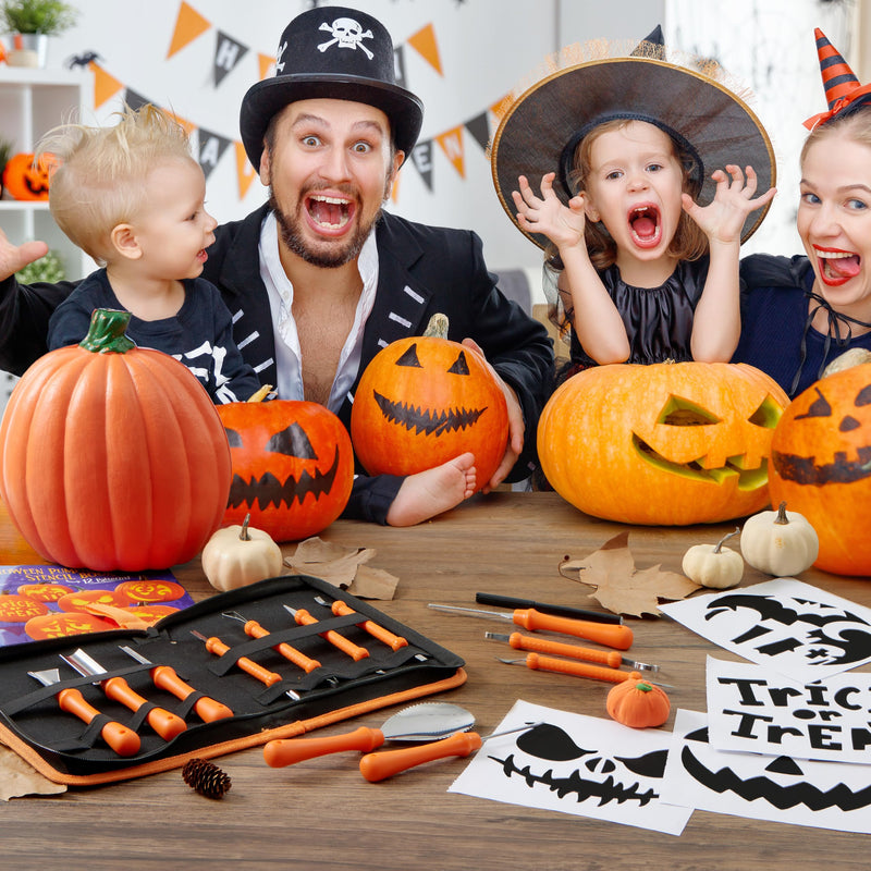 12 Pcs Halloween Pumpkin Carving Kit, Professional Carving Set with Handbag
