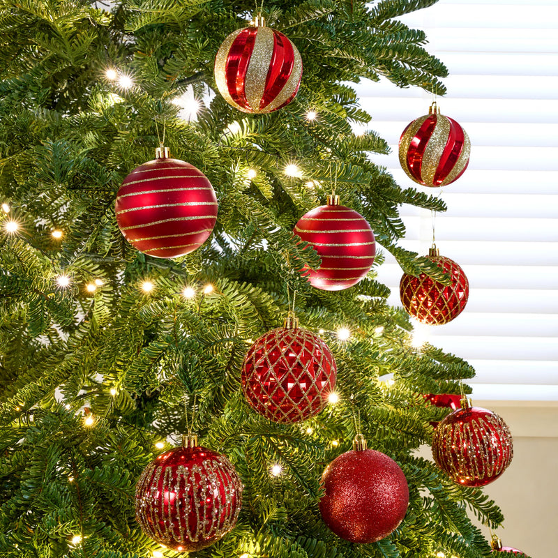 12 Pcs 3.15'' Red Gold Christmas Balls Ornaments Set