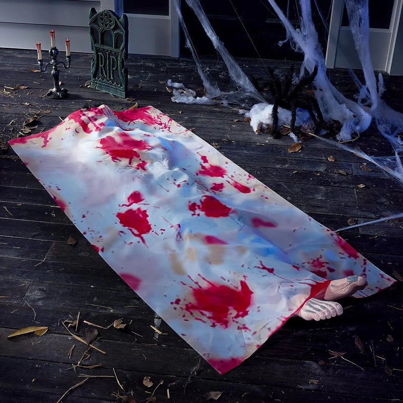 5ft Halloween Dead Body Covered with Bloody Cloth Halloween Dead Victim Props