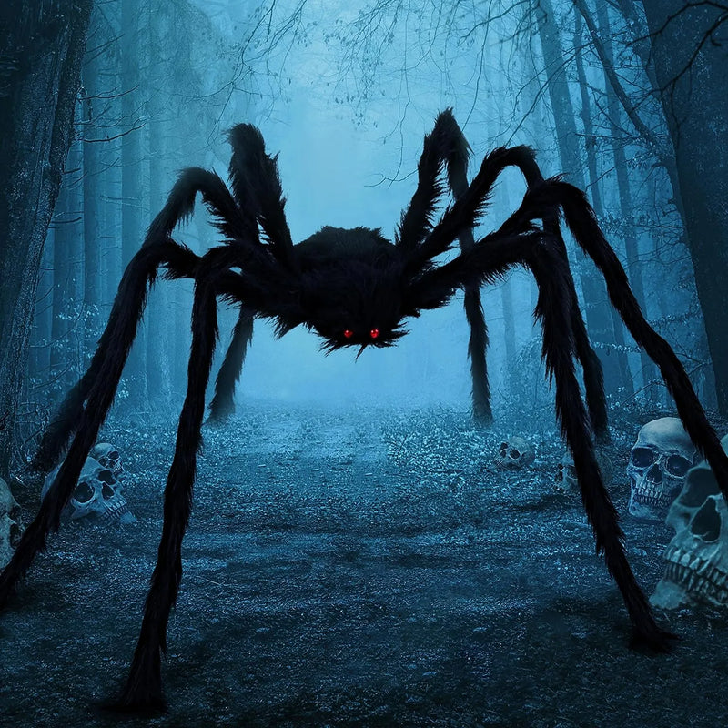 6.5ft Hairy Black Giant Spider for Halloween Outdoor Decorations