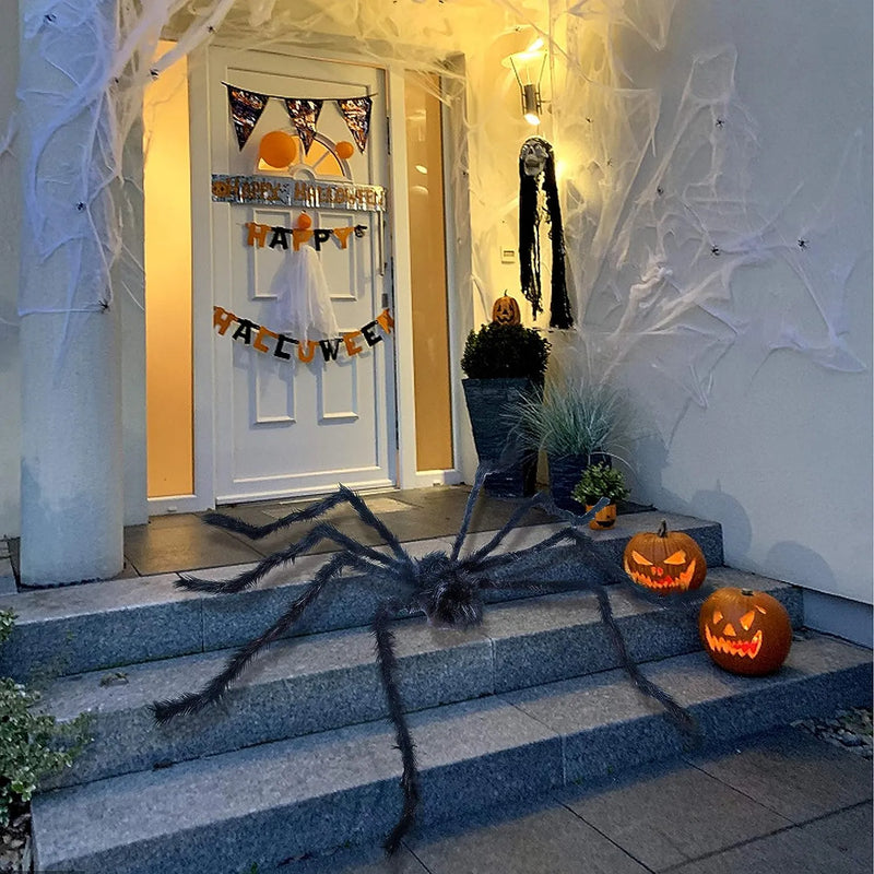 6.5ft Hairy Black Giant Spider for Halloween Outdoor Decorations