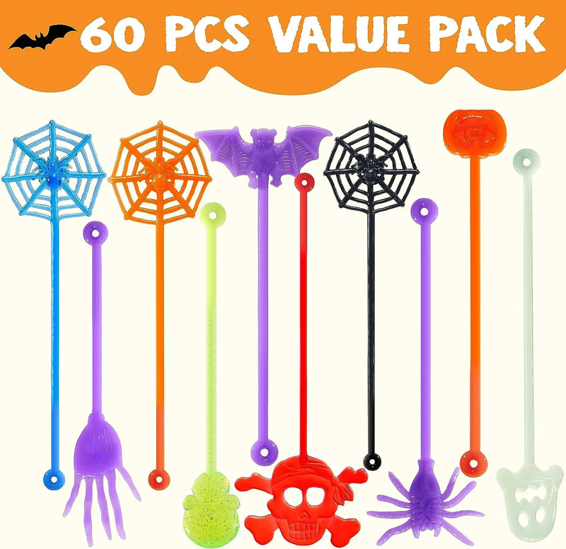 60 Pcs Halloween Stretchy Sticky Toys Bulk for Kids Gift