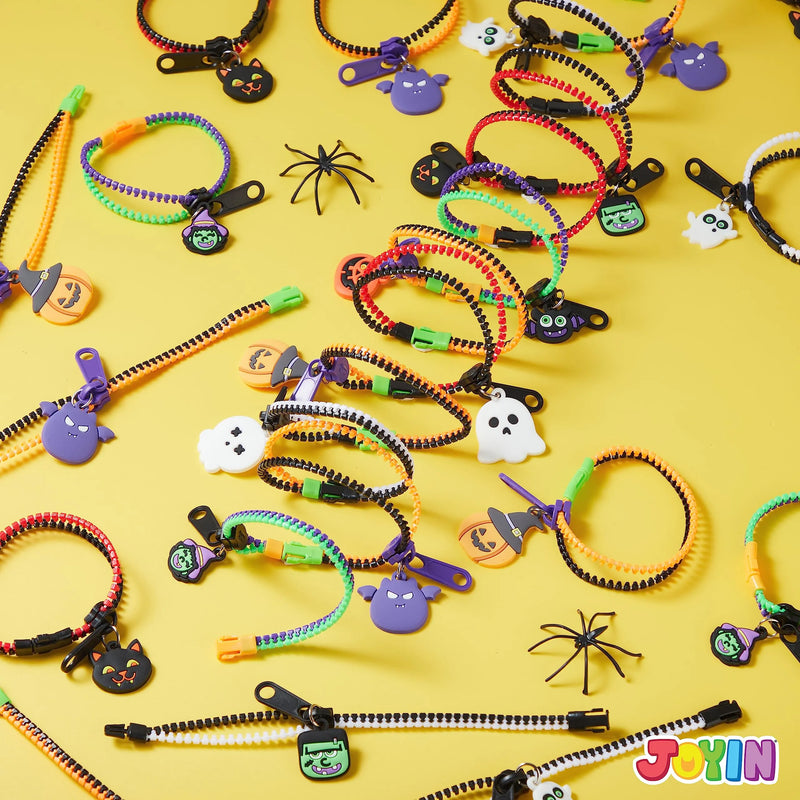 JOYIN 60 PCS Halloween Zipper Bracelets Set, Wristbands Party Favors for Kids, Fidget Stress Relief Toys JOYIN 60 PCS Halloween Zipper Bracelets Set, Wristbands Party Favors for Kids, Fidget Stress Relief Toys