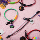60 PCS Halloween Zipper Bracelets Bulk Set, Zipper Wristbands Party Favors for Kids