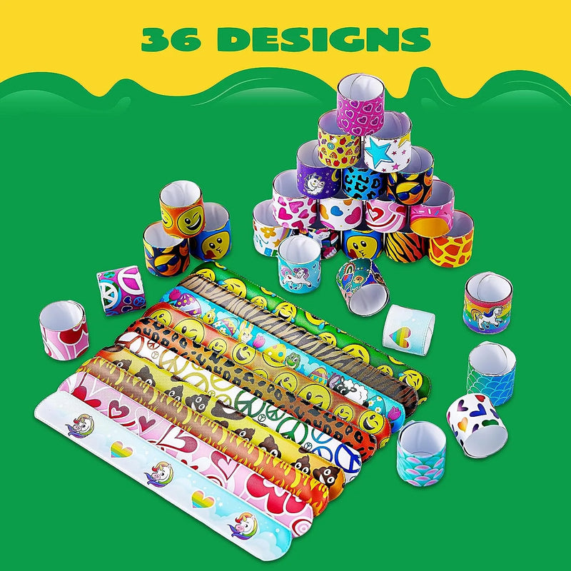 60Pcs Slap Bracelets, 36 Designs