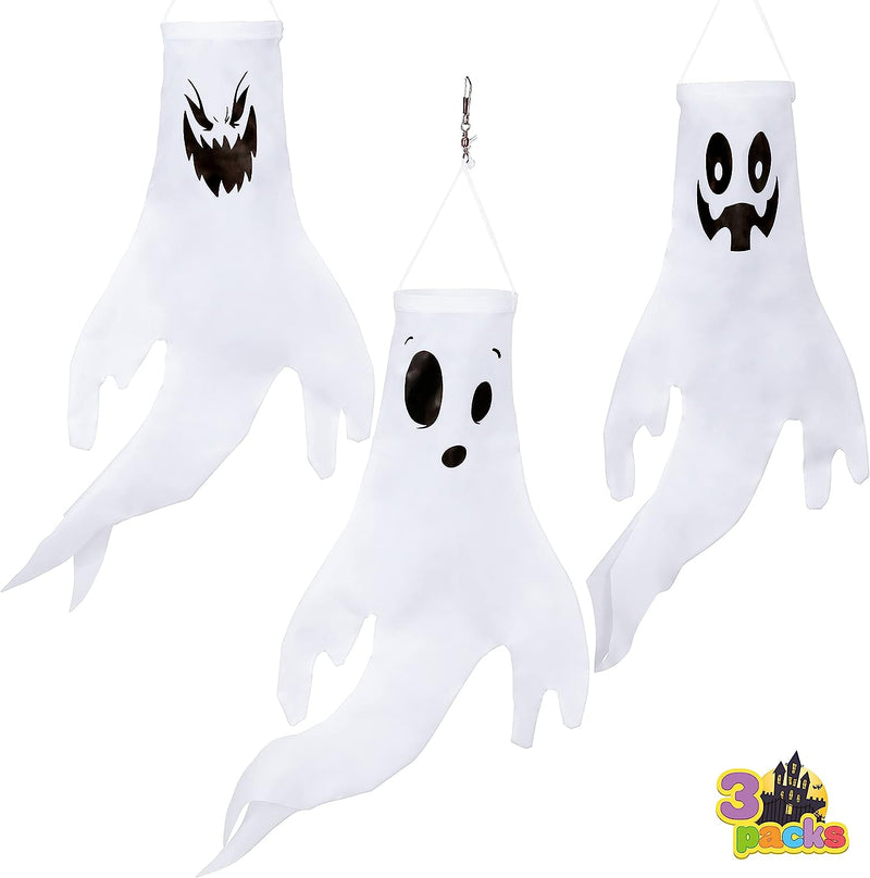 18in Ghost Windsock Hanging, 3 Pack