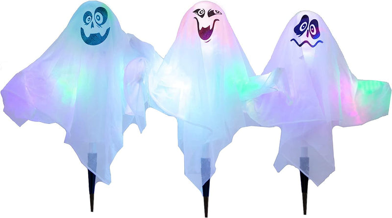 Ghost Hanging Lights with Stakes, 3 Pack