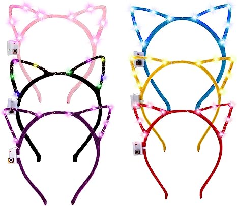 LED Cat Headbands, 6 Pack