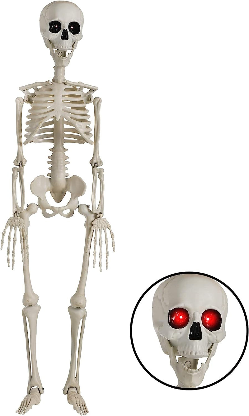 Halloween Skeleton with Red LED Light Eyes