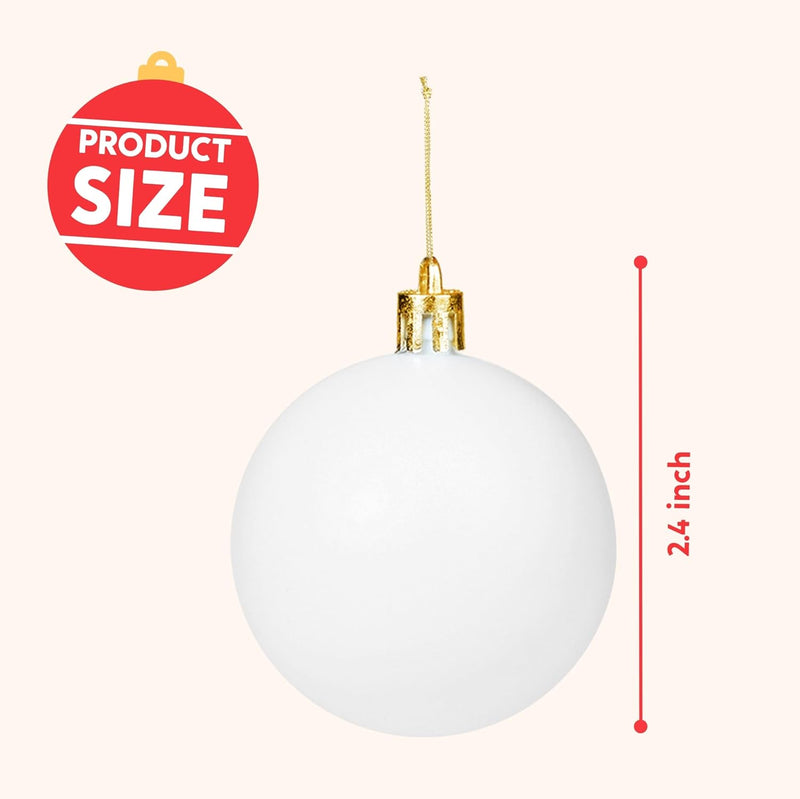 24 Pcs Christmas Ball Ornaments Blank White Ball Ornaments