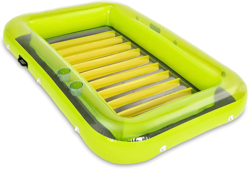 Sloosh 70in Inflatable Tanning Pool Lounge Float with Pillow, Green