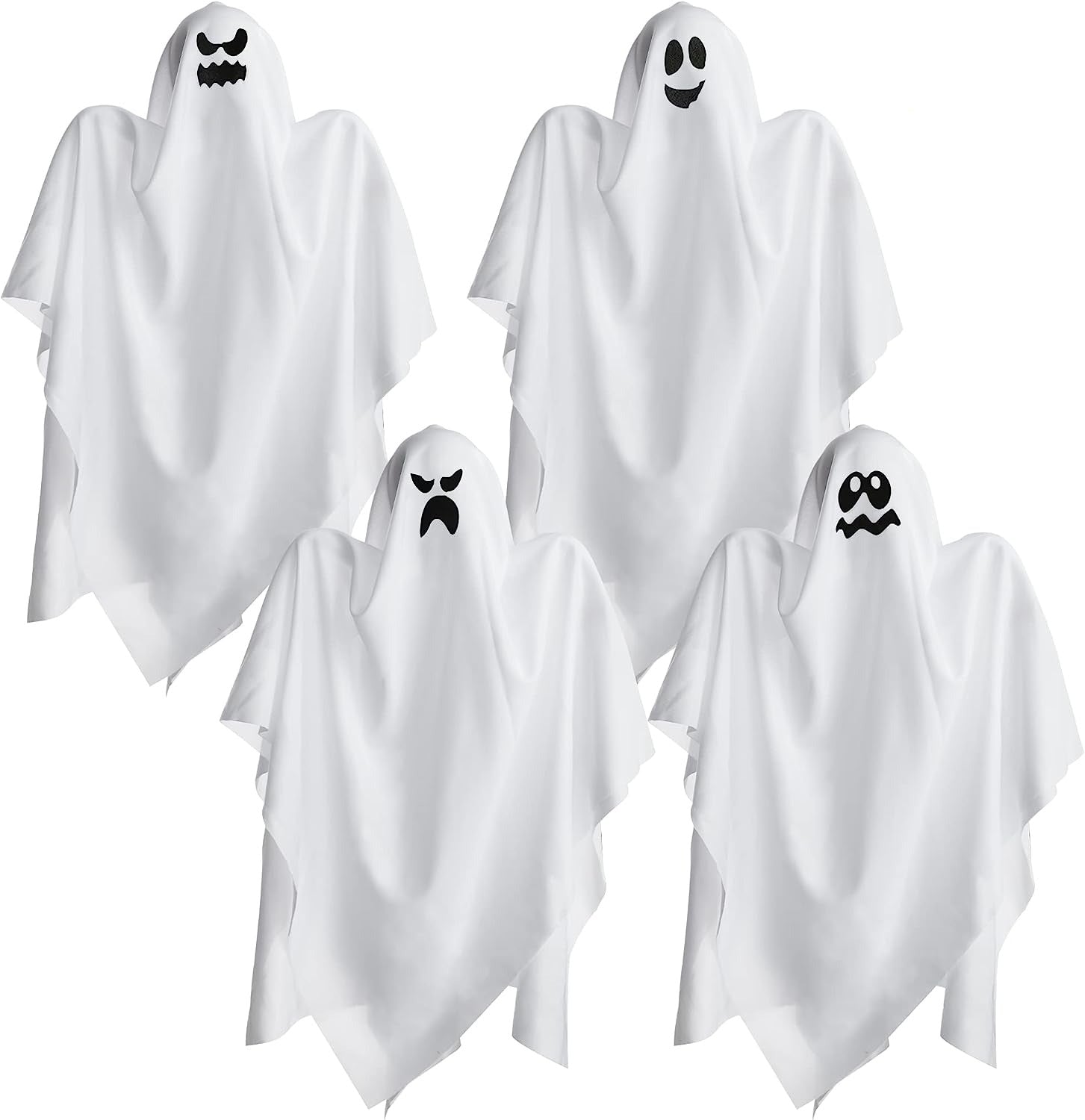 27.5“ Halloween Glow-in-the-dark Hanging Ghosts, 4 Packs - JOYIN