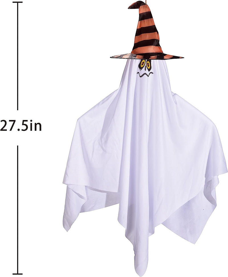 27.5" Hanging Ghost with Hat with Color Face, 4 Pack