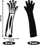 Halloween Fingerless Skeleton Glow in the Dark Gloves, 3 Pairs