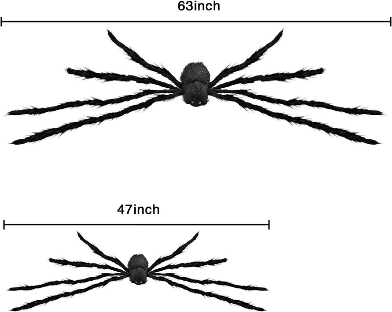 Halloween Black Hairy Spiders, 2 packs