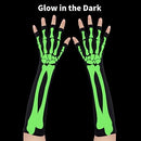 Halloween Fingerless Skeleton Glow in the Dark Gloves, 3 Pairs