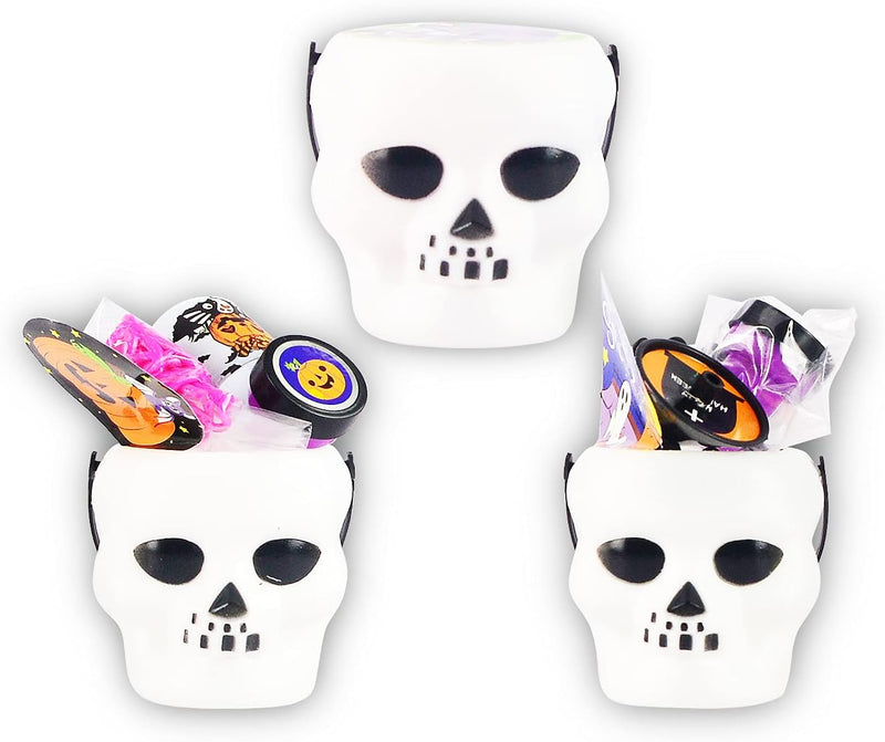 Halloween Prefilled Skull Bucket with Party Favors, 24 Pcs