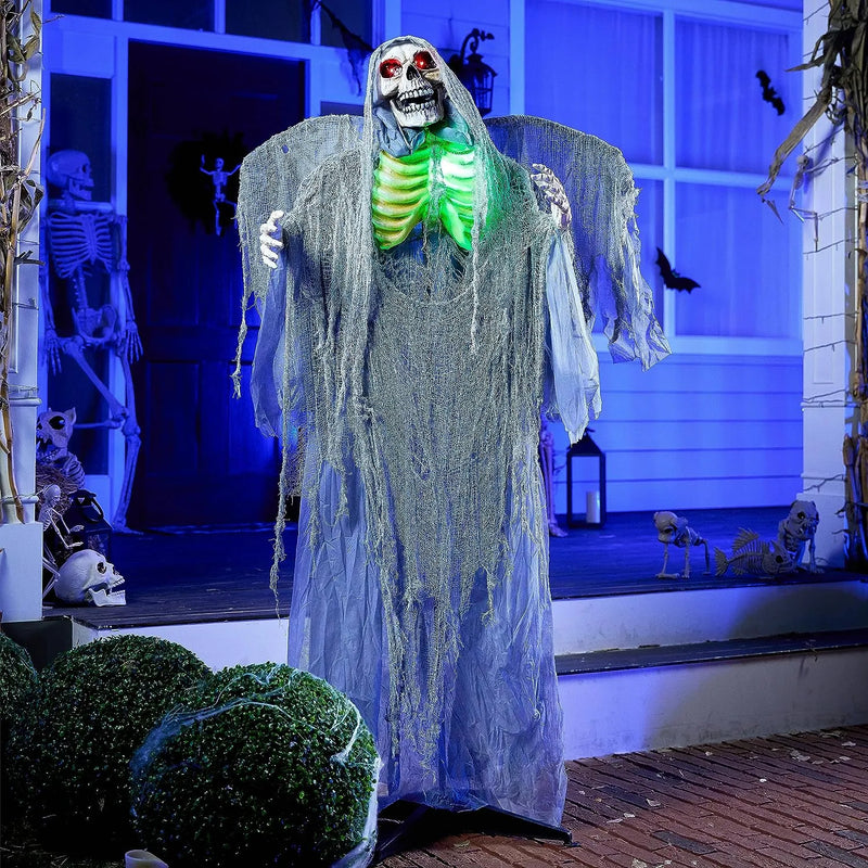 63in Halloween Standing Grim Reaper with Wings & Light-Up Eyes