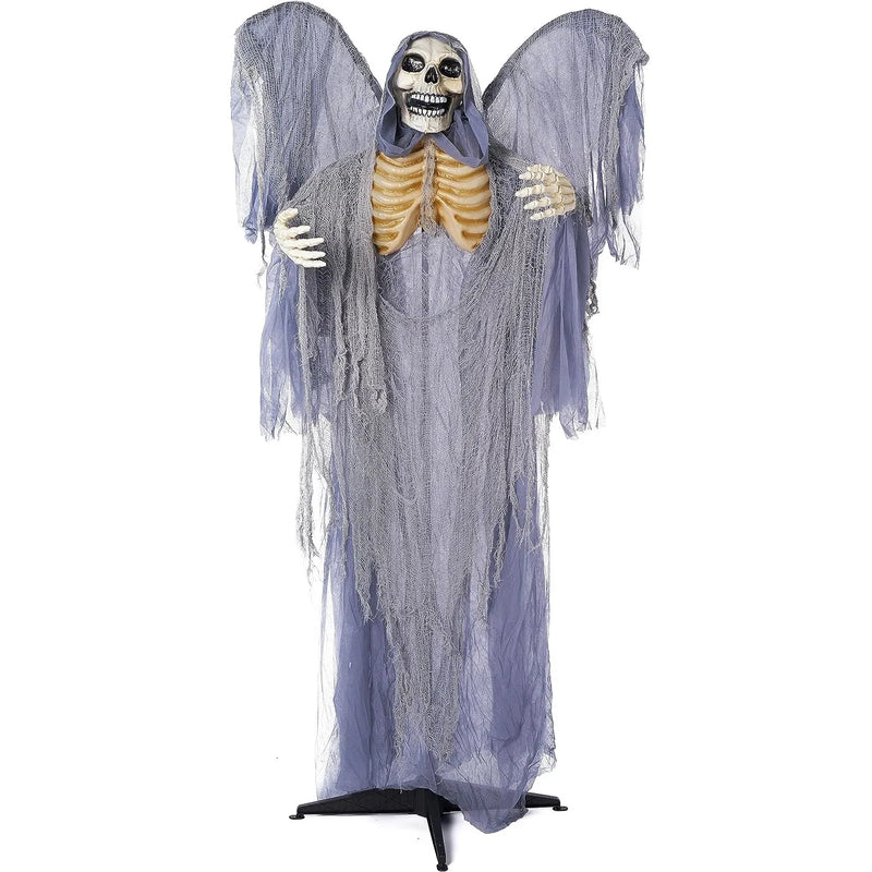 63in Halloween Standing Grim Reaper with Wings & Light-Up Eyes