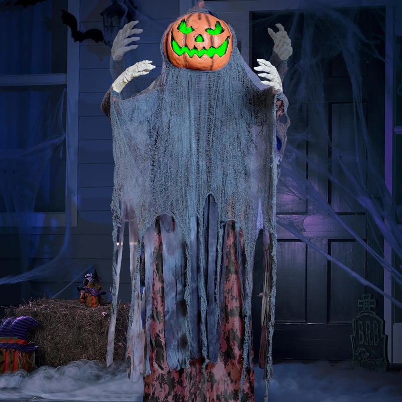 67in Halloween Animatronics Standing Pumpkin Scarecrow Decoration