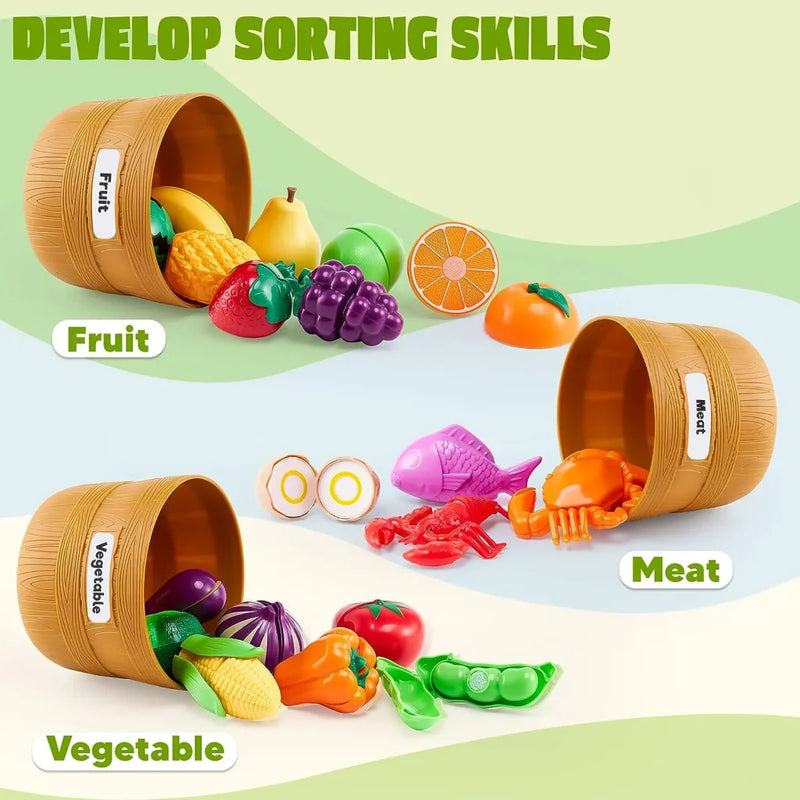 69Pcs Color Sorting Play Food Kitchen Set for Kids