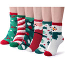 6 Packs Women Fuzzy Slipper Socks, Warm Christmas Fleece Crew Socks