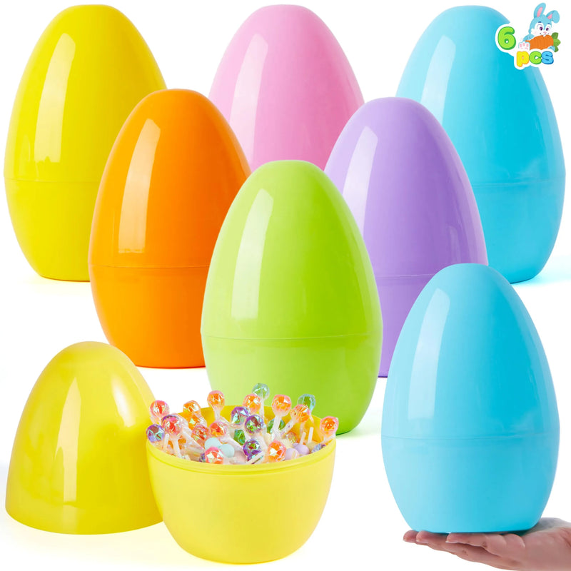 6Pcs 10in Large Plastic Colorful Easter Eggs Fillable for Easter Egg Hunt